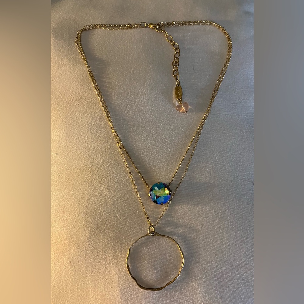 Vintage Sabika gold tone Aurora Borealis rhinestone necklace
